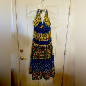 Vibrant Halter top dress with open back